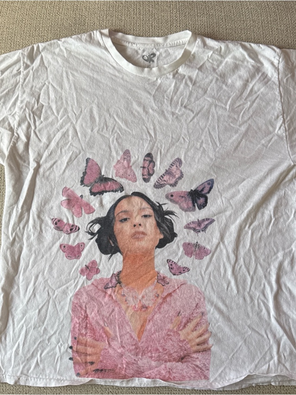 Olivia Rodrigo Sour Tour Tee with Pink Butterfly Portrait - Women Short Sleeve